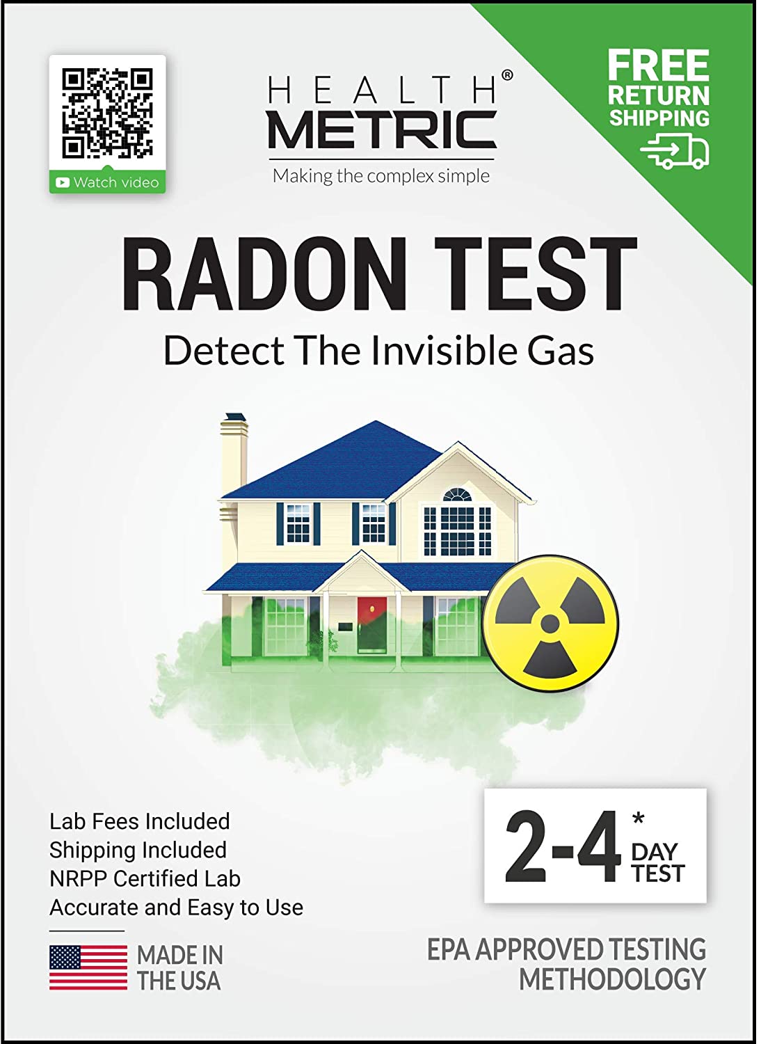 Health Metric Visual Free Lab Testing Radon Test Kit