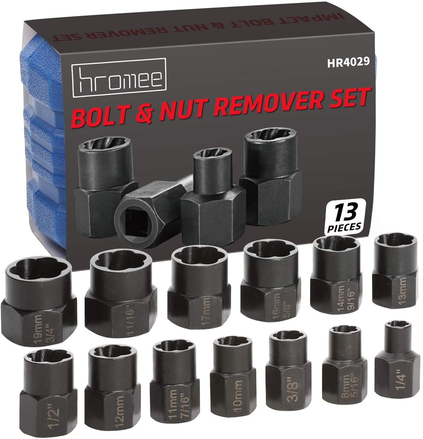 Hromee Impact Damaged Metric SAE Bolt And Nut Removal, 13-Piece