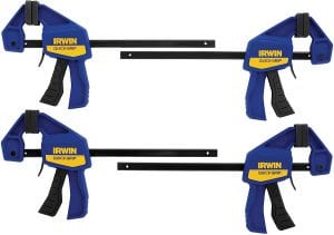 IRWIN 6-Inch One-Handed Mini Bar Quick Grip Woodworking Clamp, 4-Pack