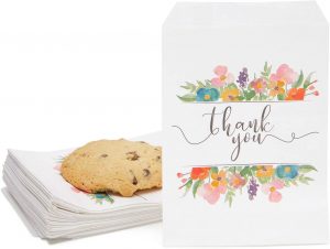 Juvale Flower Thank You Gift Cookie Bags, 100-Count