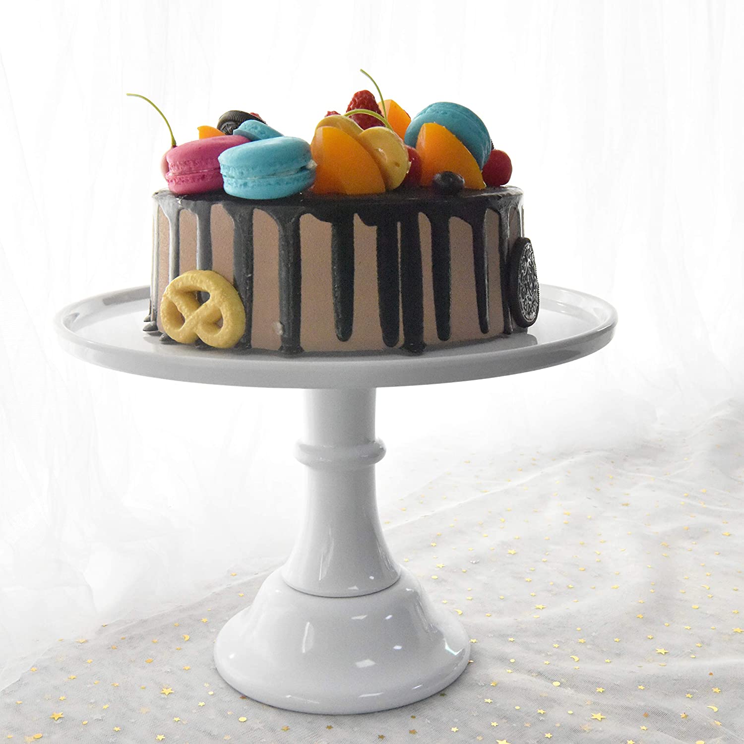 Ideal for all types of baked treats including cakes Rustic wood design. cup-cakes 12 Inch Diameter Wooden Cake Stand on Pedestal pastries multi-tier cakes bundt cakes birthday cake