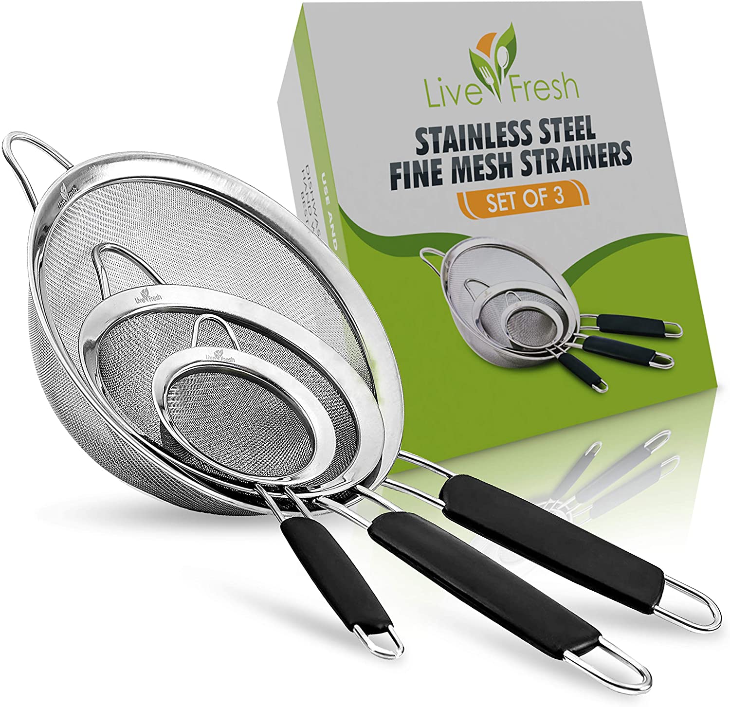 Kitchen Supply Strain Pastas & Tea U.S Drain and Rinse Vegetables 5.5 and 8 Sizes Pack of 2 Set of 4 Premium Quality Fine Mesh Stainless Steel Strainers 4 3 Sift 