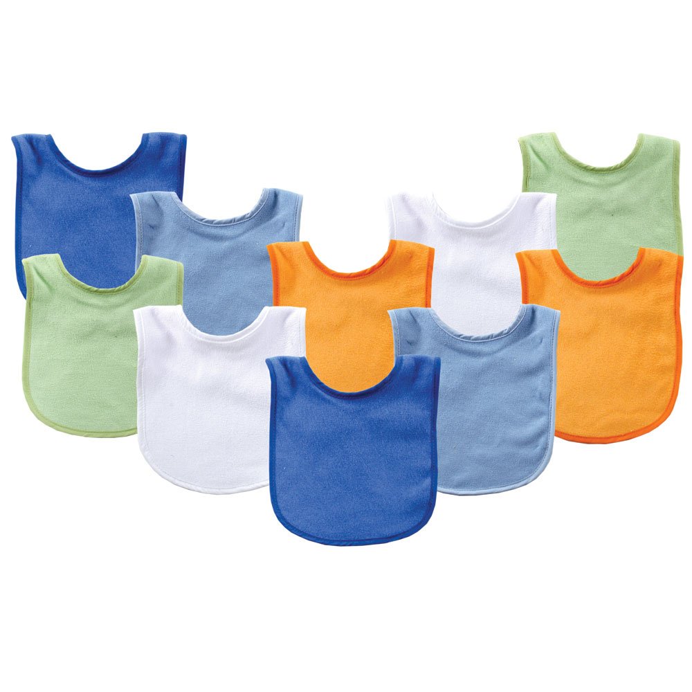 Luvable Friends Classic Absorbent Baby Bibs, 10-Pack