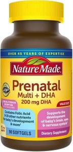 Nature Made DHA Softgel With Folic Acid Prenatal Vitamin, 90-Count
