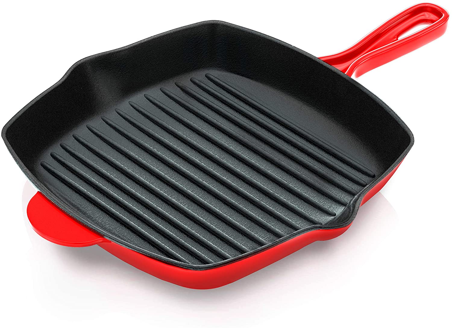 NutriChef Heat-Safe Nonstick Cast Iron Grill Pan, 11-Inch