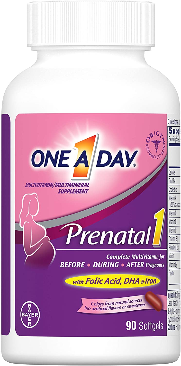 One A Day Omega 3 Fish Oil Prenatal Vitamin, 90-Count
