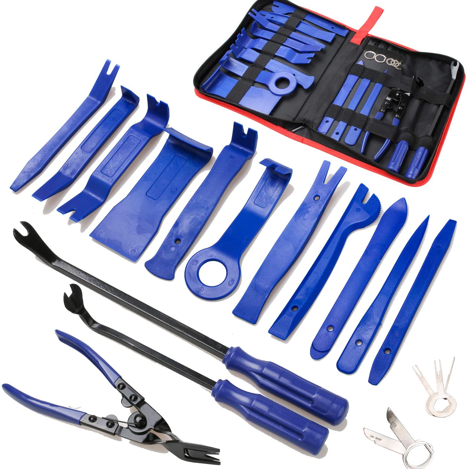 Poraxy Auto Clip Fastener Pliers Trim Removal Tool Kit, 19-Piece