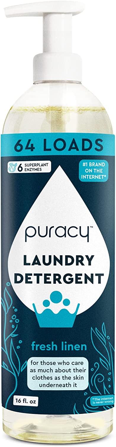 Puracy Liquid Hypoallergenic & Enzyme-Based Free & Clear Natural Detergent, 96-Loads