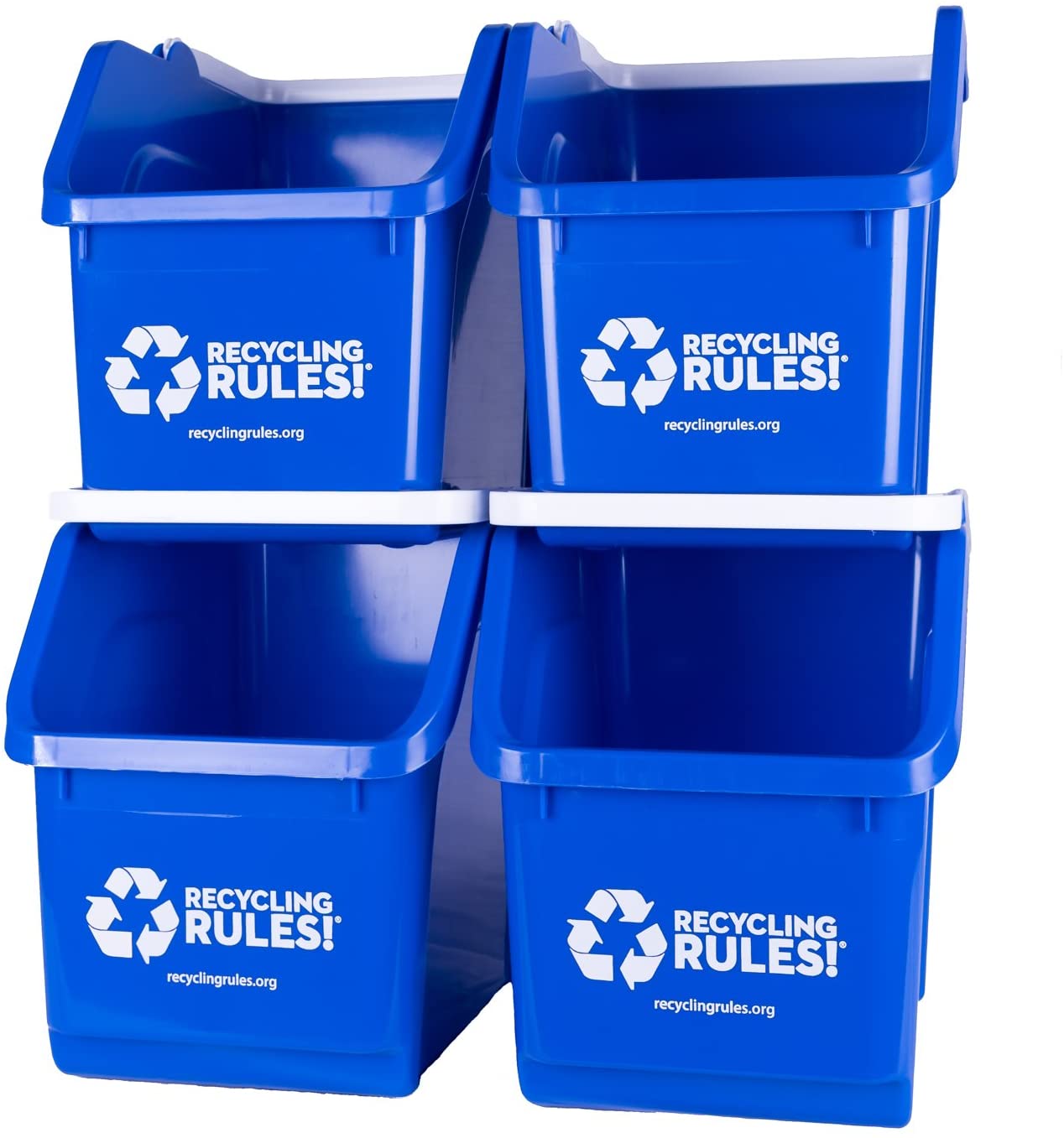 Recycling Rules Plastic Recycling Bins, 4-Piece