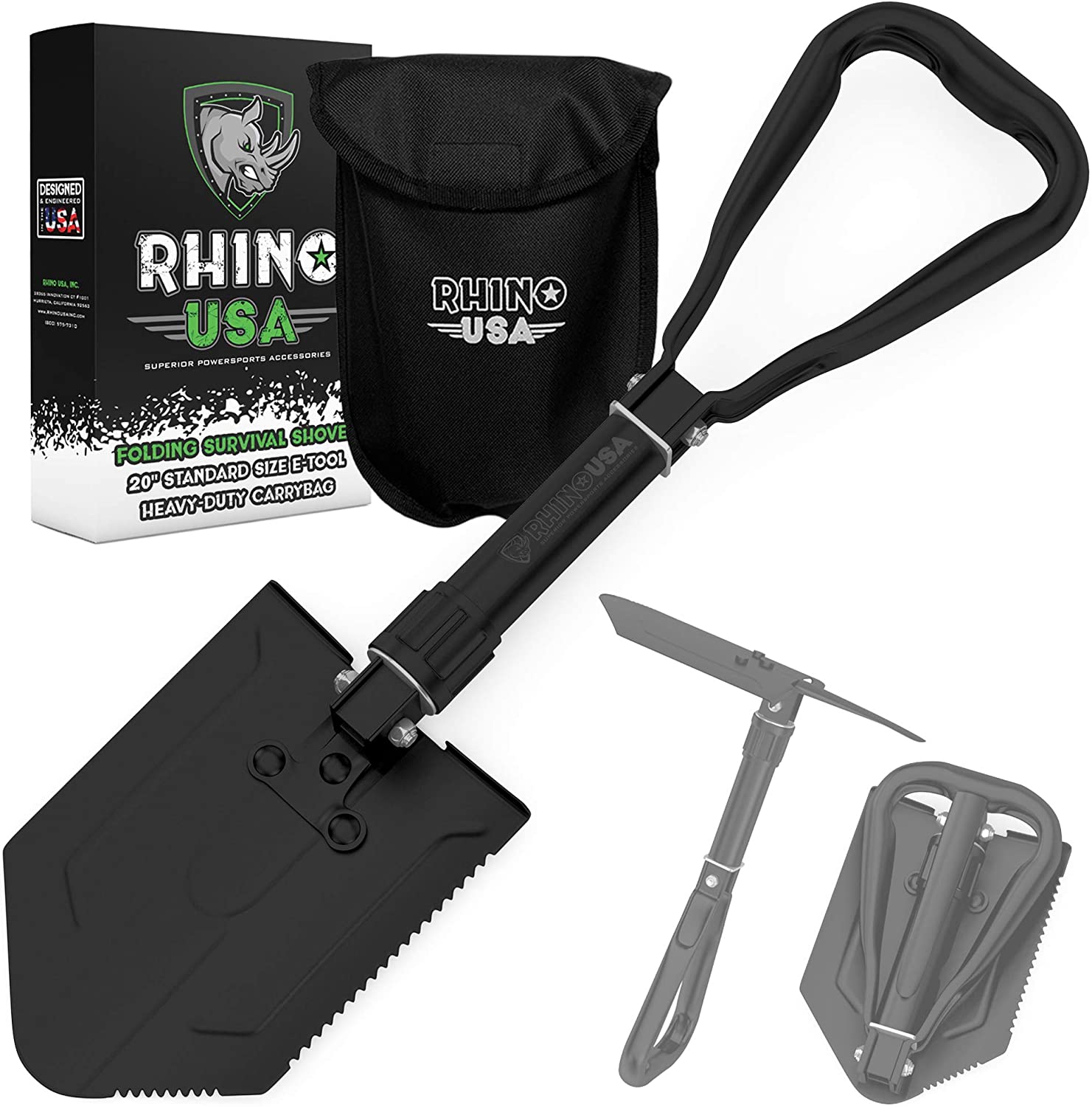 Rhino USA Folding Survival Entrenching Shovel With Pick