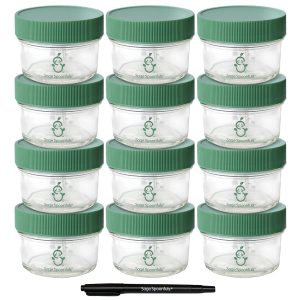 Sage Spoonfuls Portion Control Glass Baby Food Freezer Containers, 12-Pack