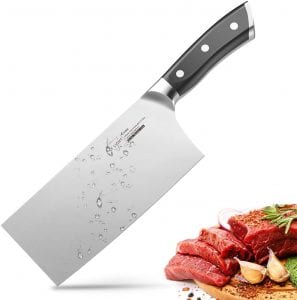 SKY LIGHT Carbon Cleaver Butcher Knife, 7-Inch