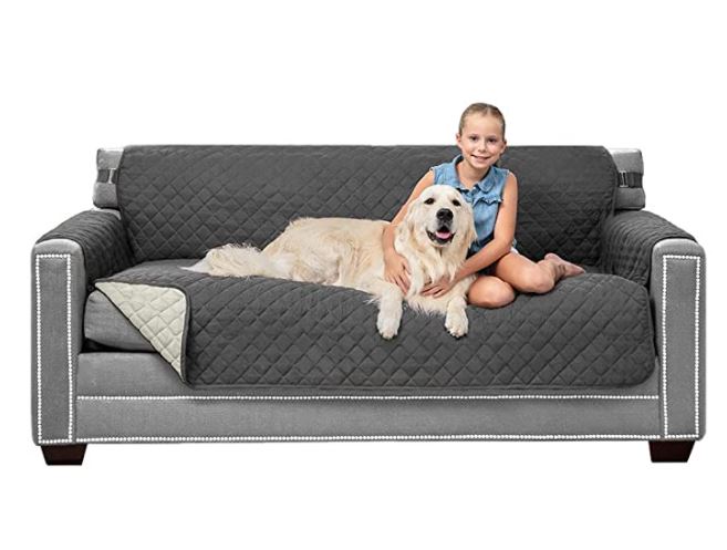 Sofa, Blue PureFit Reversible Quilted Slipcover Couch Cover Kids Dogs Pets