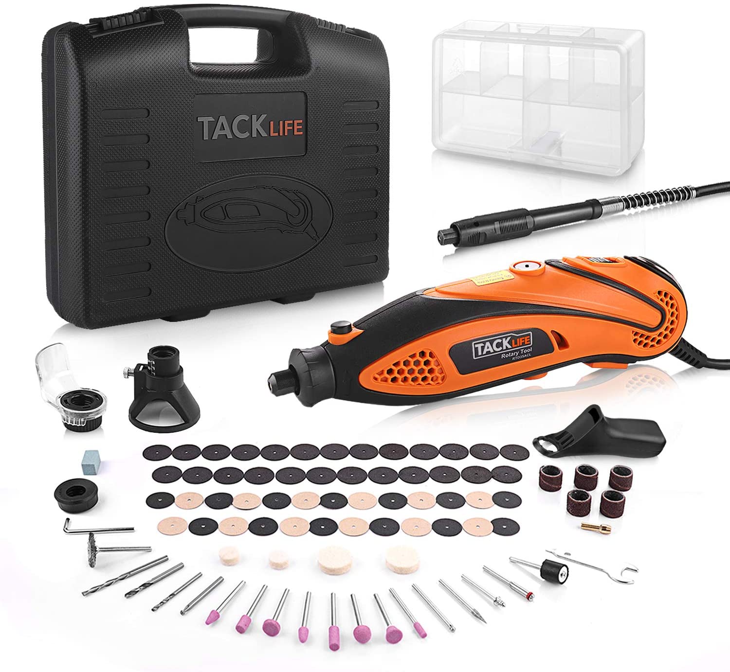 TACKLIFE RTD35ACL Variable Speed With Flex Shaft Rotary Tool Kit, 80-Pieces