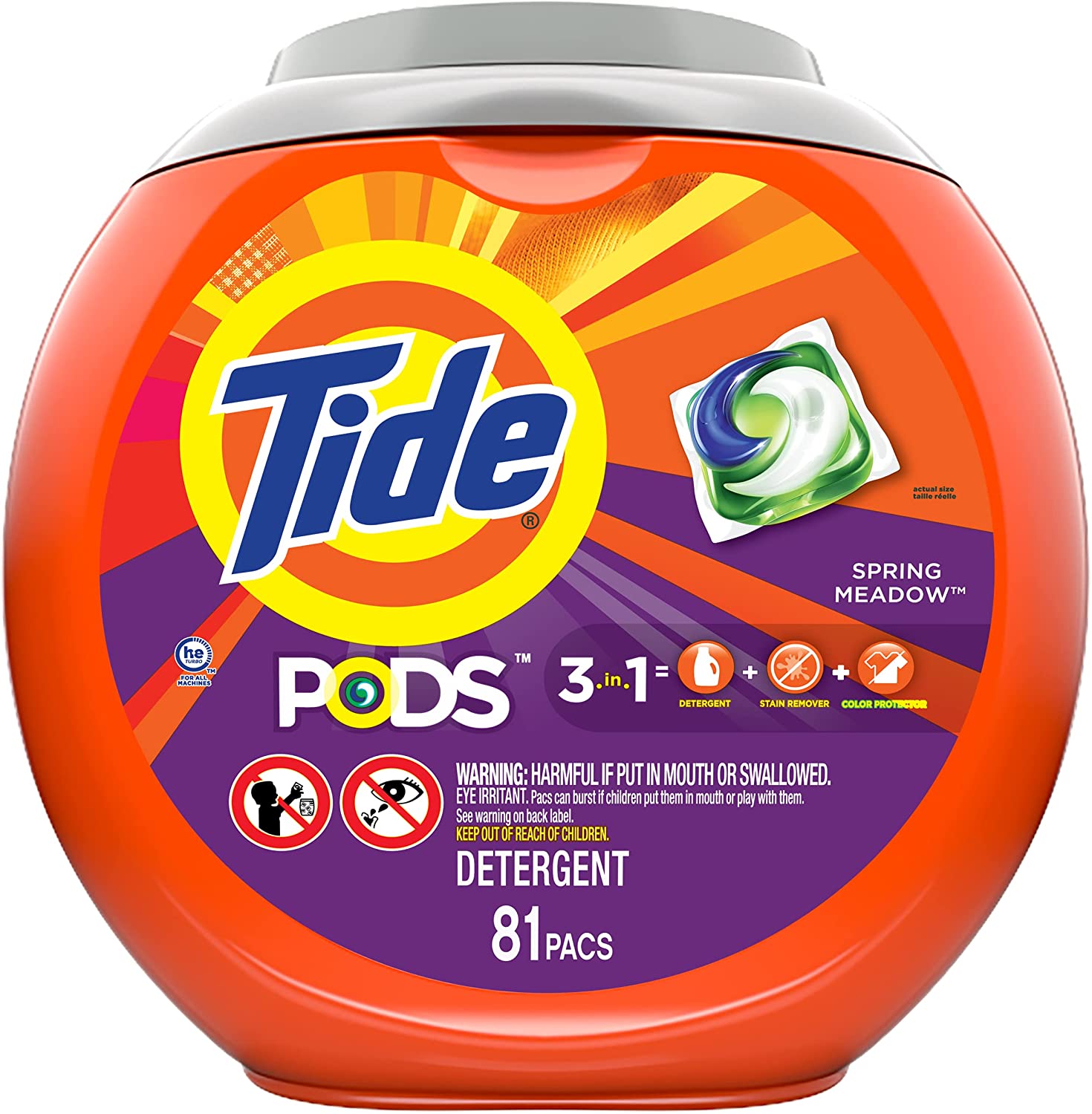 Tide Pods 3-In-1 Meadow Scent Laundry Detergent, 81-Count