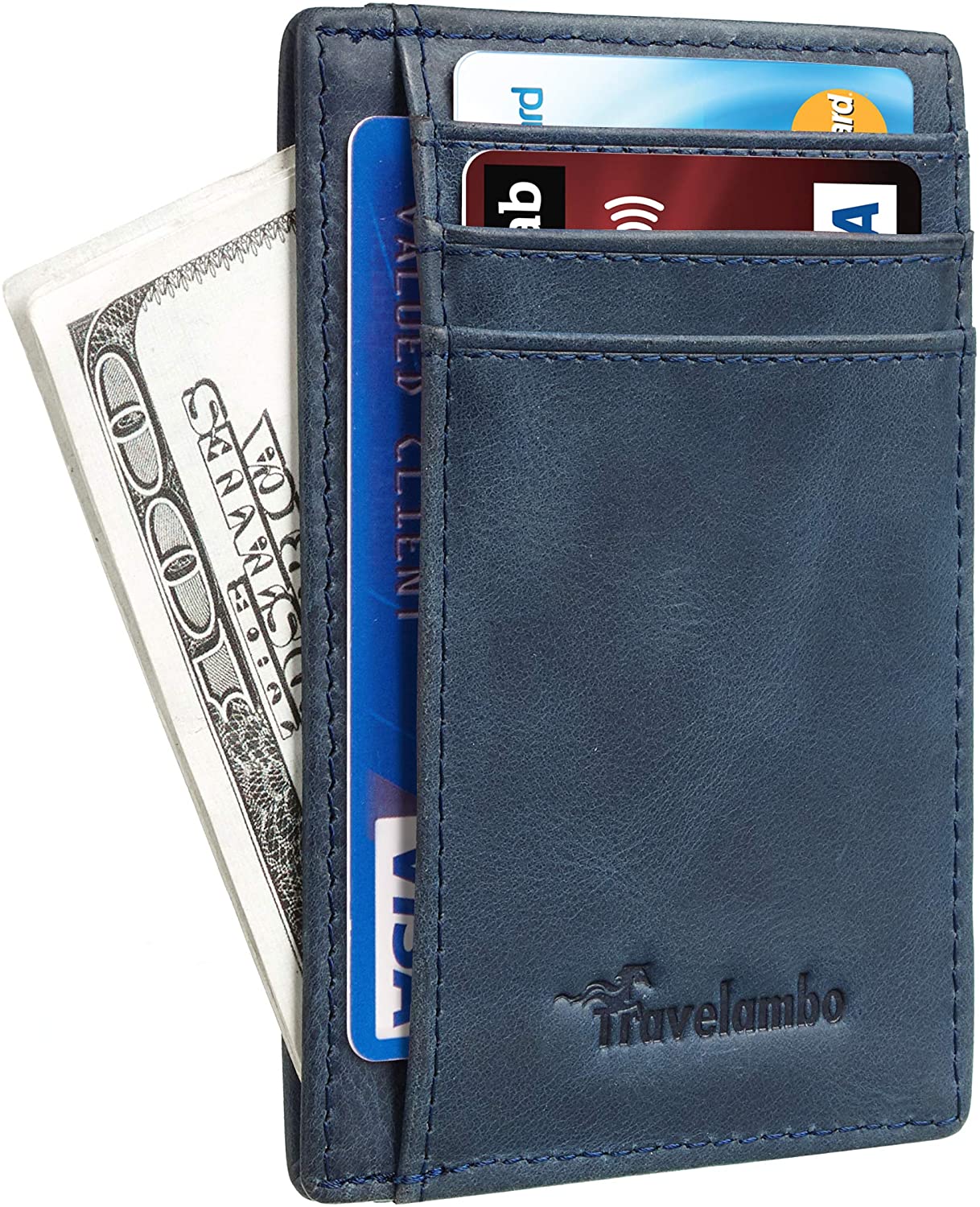 Travelambo Vintage Front Pocket Minimalist Leather Slim Wallet
