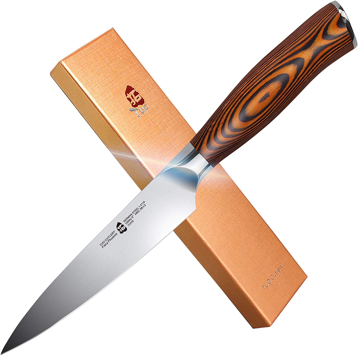 TUO Cutlery Fiery Series German Steel Utility Knife, 5-Inch