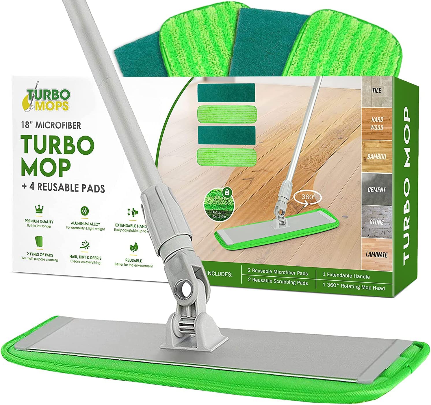 Turbo Microfiber Extendable Handle Eco-Friendly Mop