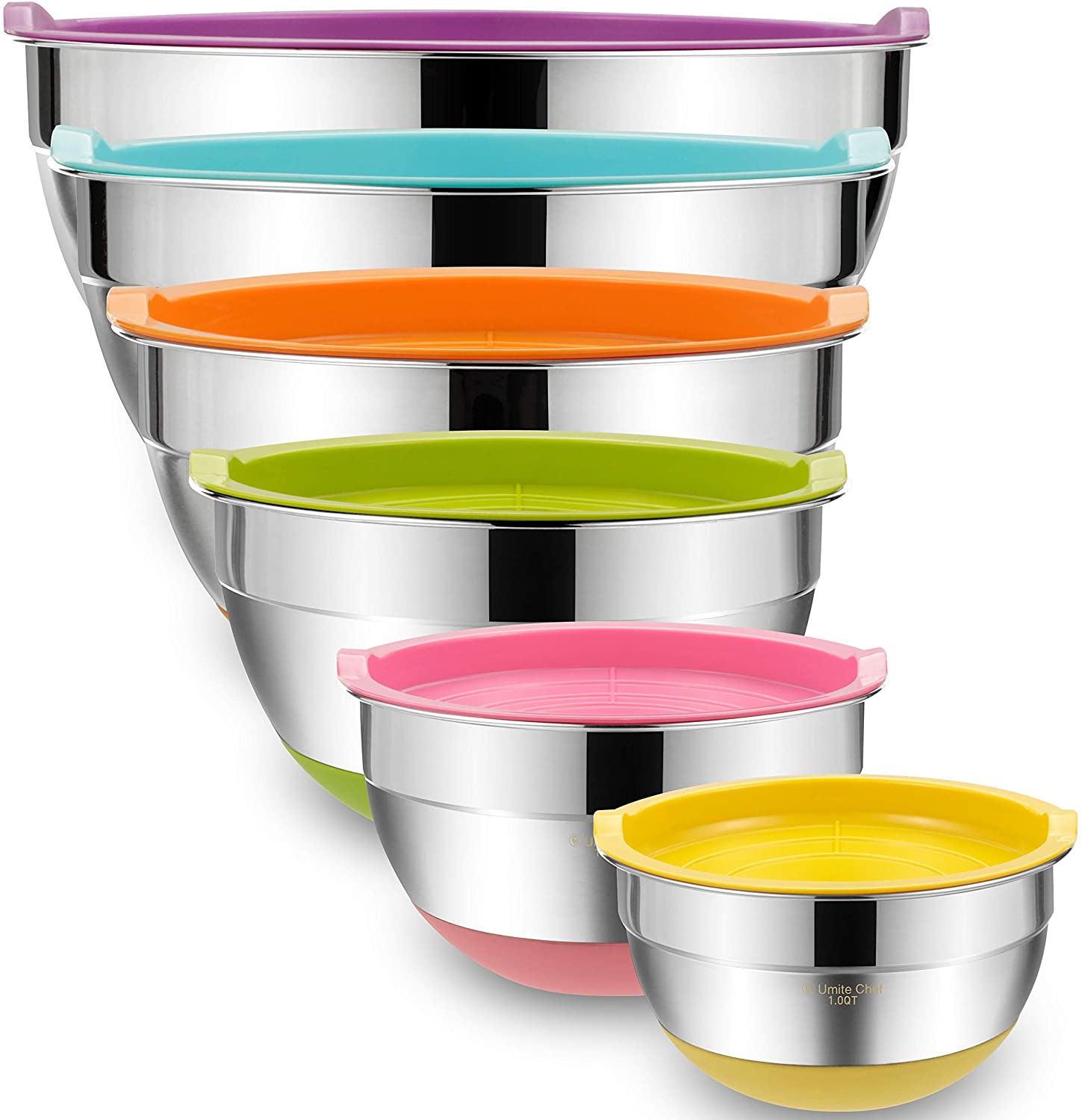 Umite Chef Easy Store BPA-Free Mixing Bowl Set, 6-Piece