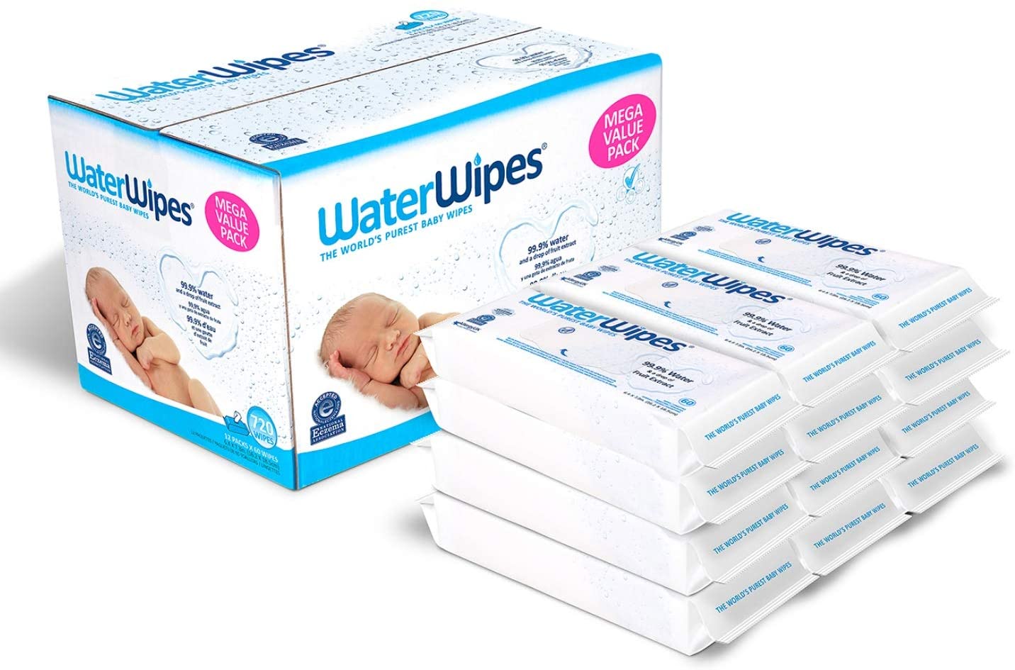 WaterWipes Unscented Sensitive Baby Wipes, 12-Pack