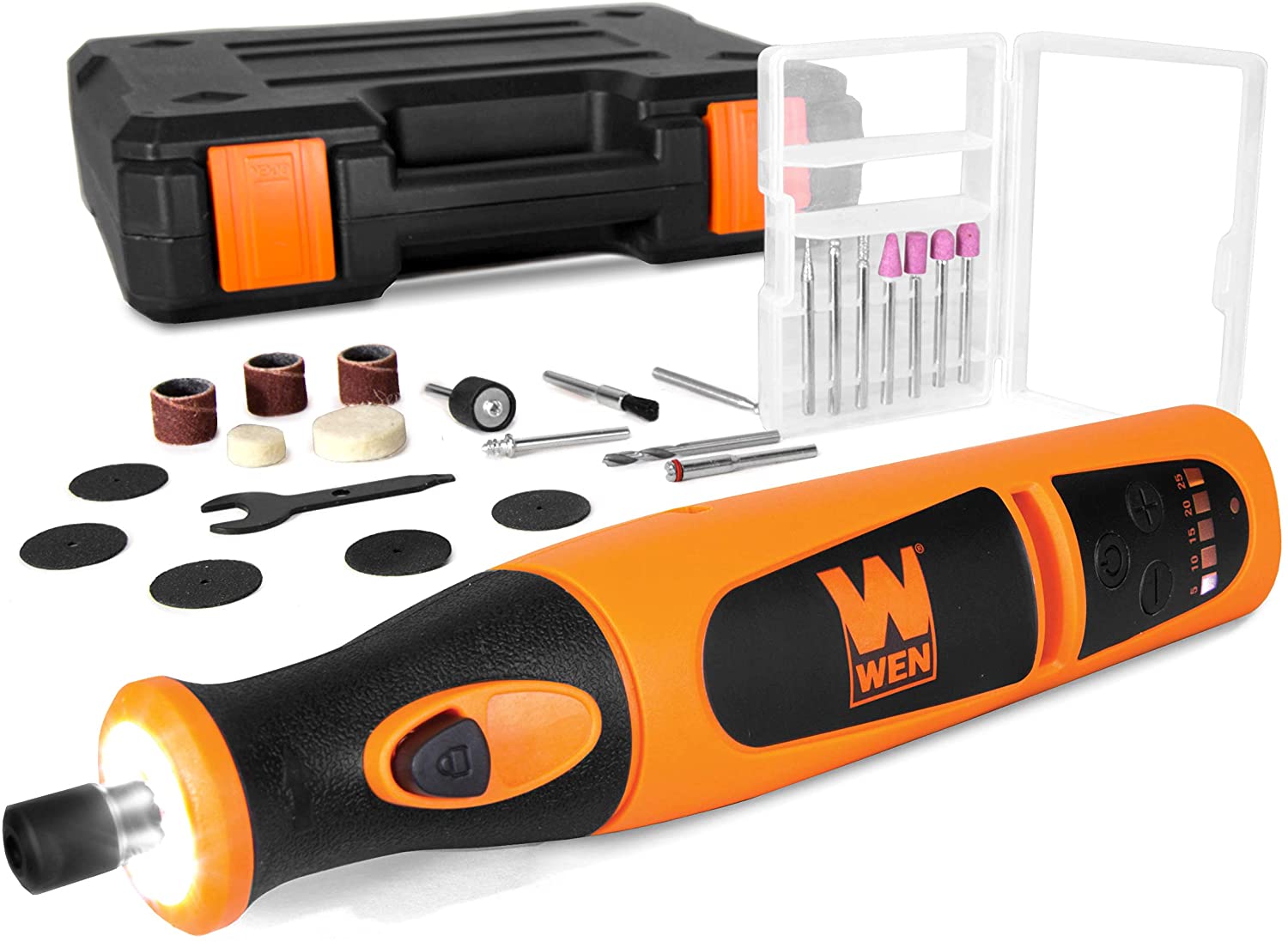 WEN 23072 Variable Speed Lithium-Ion Cordless Rotary Tool Kit, 24-Pieces