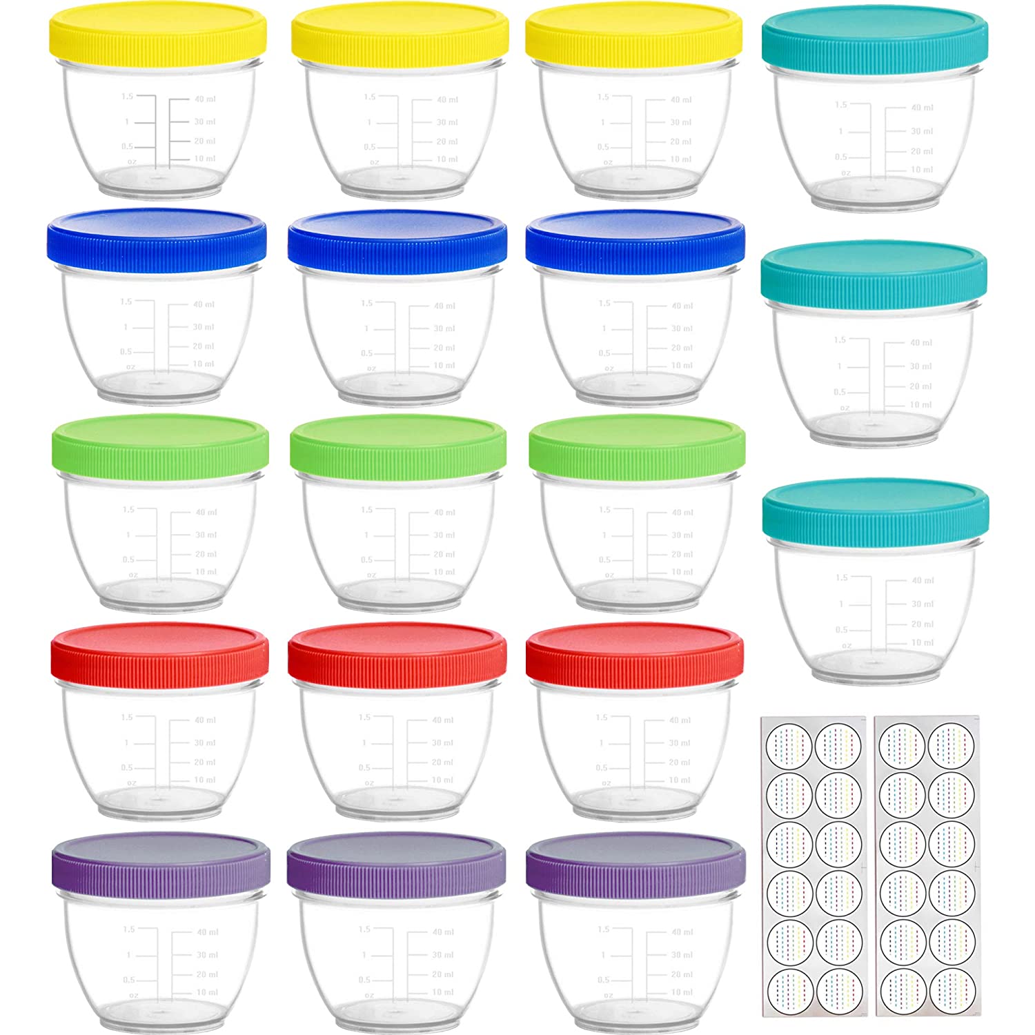 Youngever Microwave Safe Baby Food Freezer Containers, 18-Pack