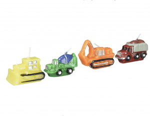 Wilton Hand Painted Construction Trucks Birthday Candles For Kids, 4-Piece