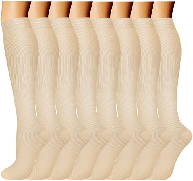ACTINPUT 15-20 mmHg Women & Men Recovery Compression Socks, 8-Pair