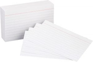 AmazonBasics Classroom Weighted 3 x 5 Index Cards, 100-Count