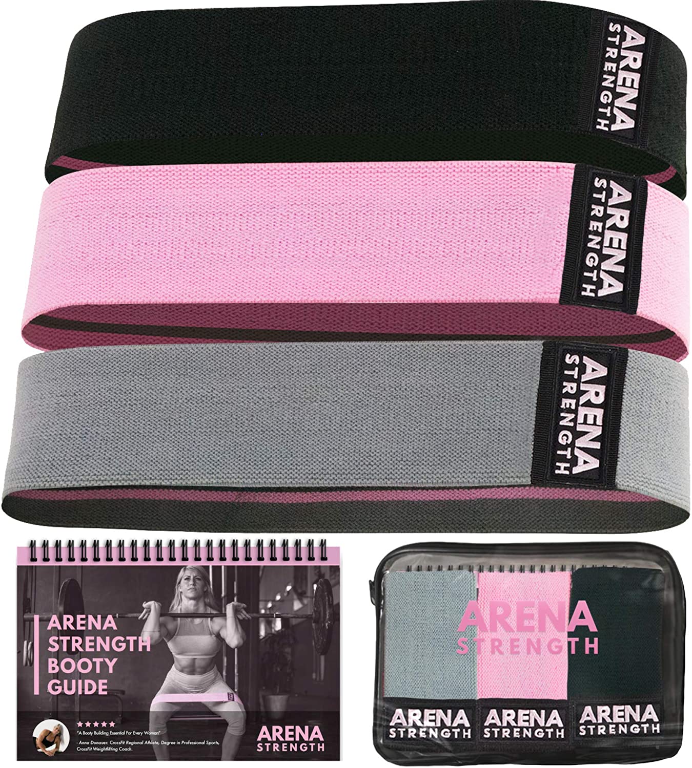 Arena Non-Slip Glute Resistance Booty Bands, 3-Pack