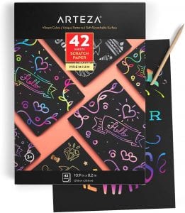 ARTEZA Scratch Art Paper DIY Set, 42-Sheets