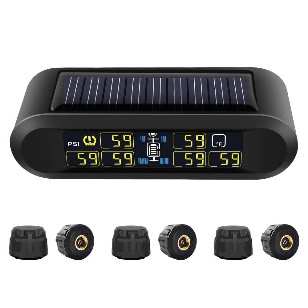 B-Qtech Solar Power USB Charging Tire Pressure Sensors, 6-Pack