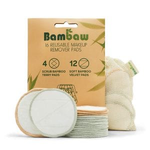 Bambaw Bamboo Reusable Makeup Remover Wipes, 16-Pack