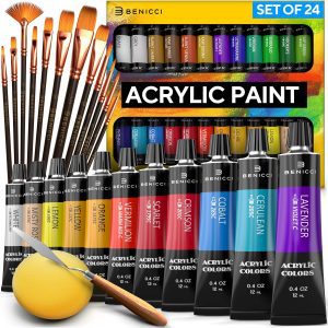 Benicci Beginner Mixing Acrylic Paint Set, 24-Colors