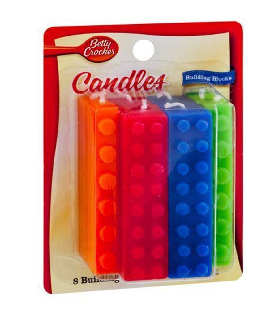 Betty Crocker Lego Style Birthday Candles For Kids, 8-Piece