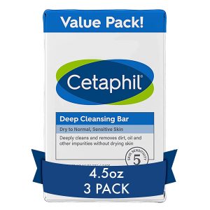 Cetaphil Deep Cleansing Non-Comedogenic Bar Soap, 3-Pack