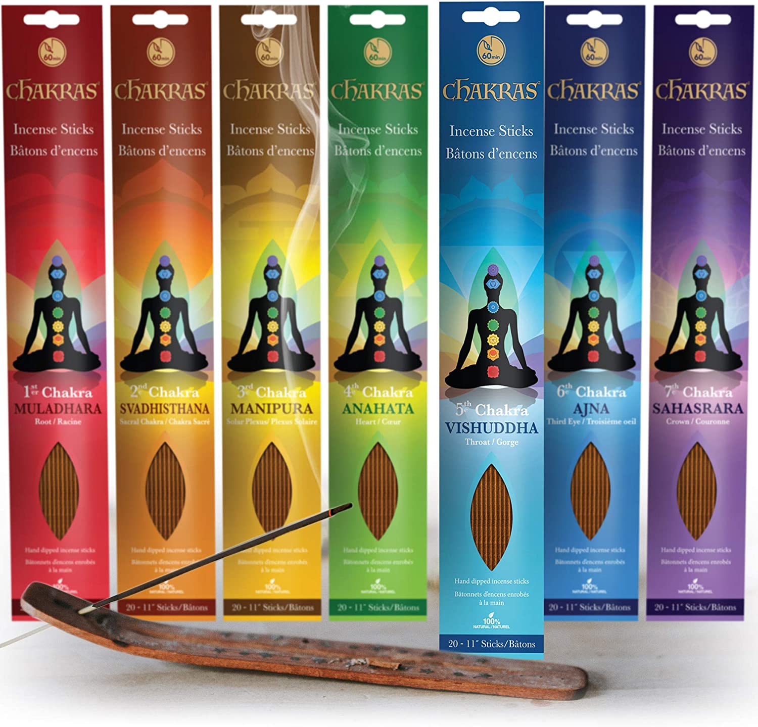 Chakras Natural Long Lasting Incense Sticks, 140-Pack
