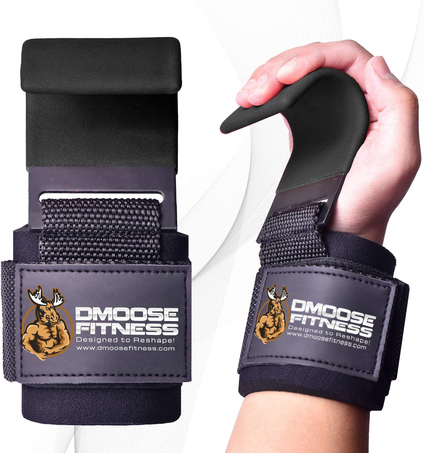 2x Weight Lifting Hooks Heavy Duty Wrist Strap Strength Training Power Grip Gear 