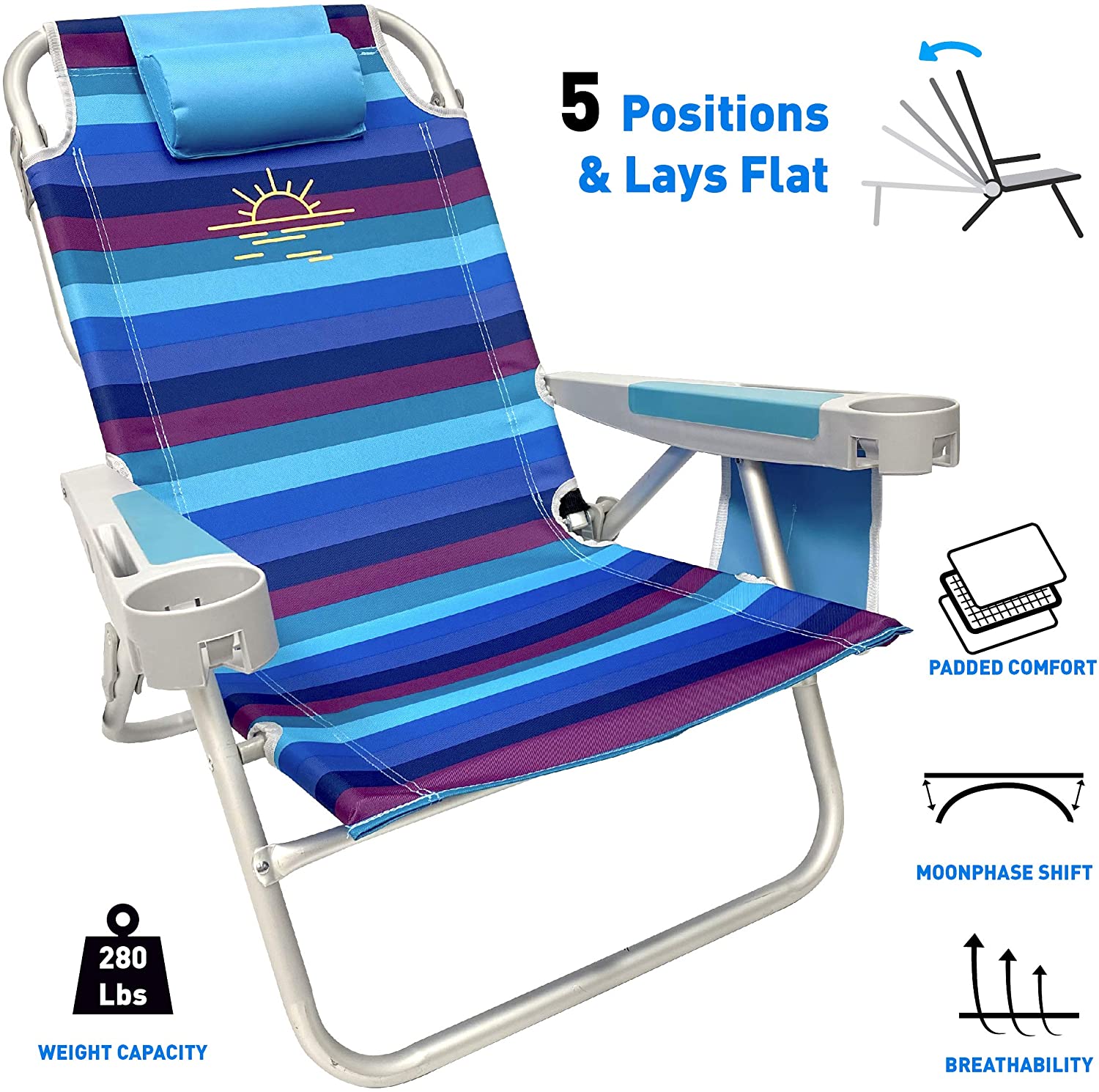 Modern High Beach Chair With Backpack Straps for Living room