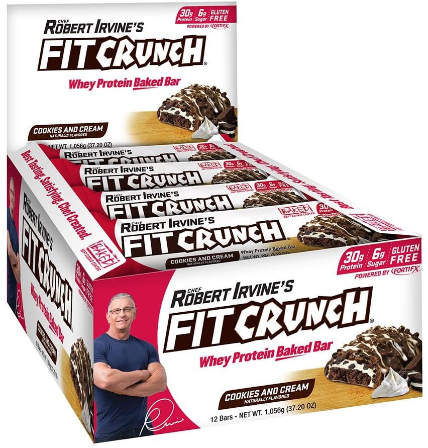 FITCRUNCH Cookies & Cream Whey Protein Bar, 12-Count