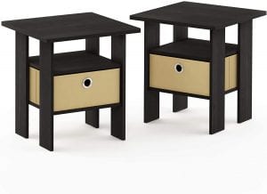 Furinno Petite End Table Night Stand, Set Of 2
