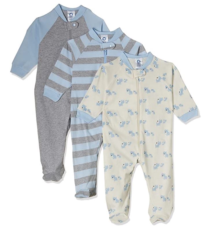 Gerber Footed Soft Baby Boy Sleepers, 3-Pack