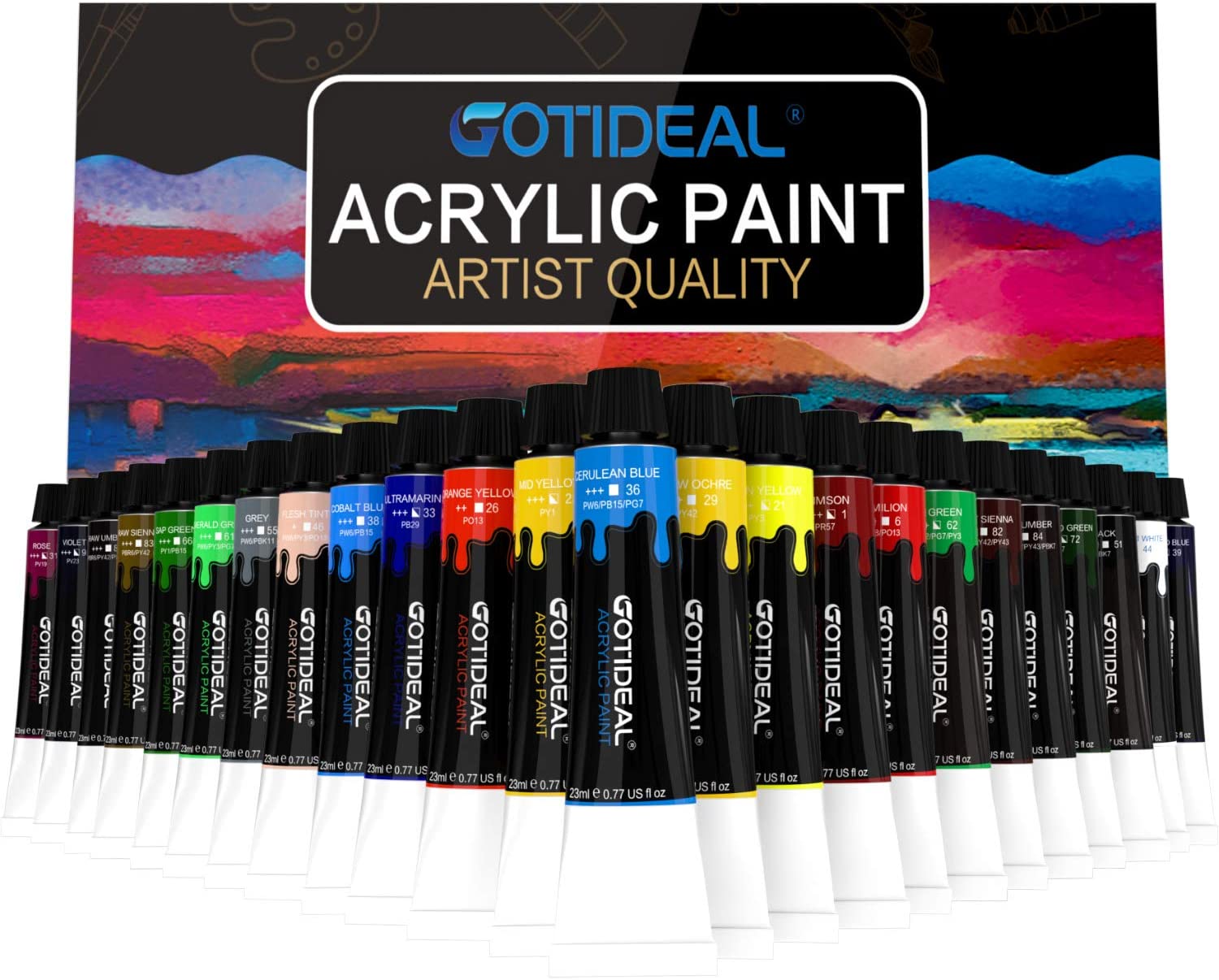 GOTIDEAL Artist Acrylic Paint Set, 24-Colors