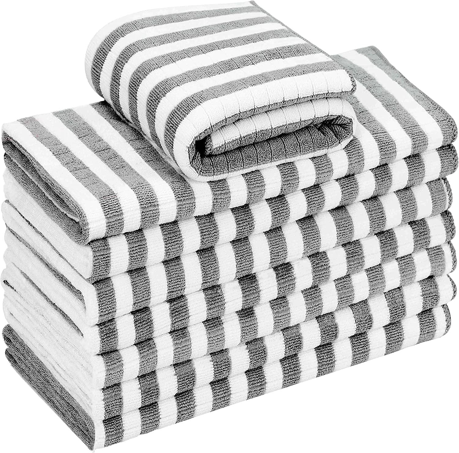 Gryeer Checkered Fast Dry Dish Towels, 8-Pack