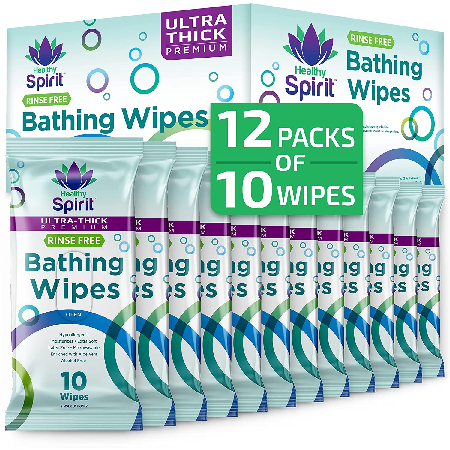 Healthy Spirit Cleansing Rinse-Free Wet Wipes For Adults, 120-Count
