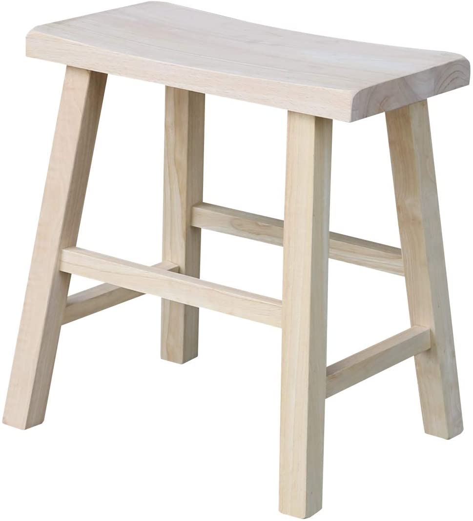 International Concepts Saddle Seat Wooden Stool, 18-Inch