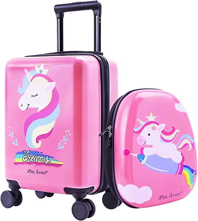 iPlay, iLearn Unicorn Lightweight Kid’s Luggage Set