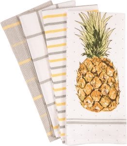 KAF Home Pantry Pineapple 100-Percent Cotton Kitchen Dish Towels, 4-Pack