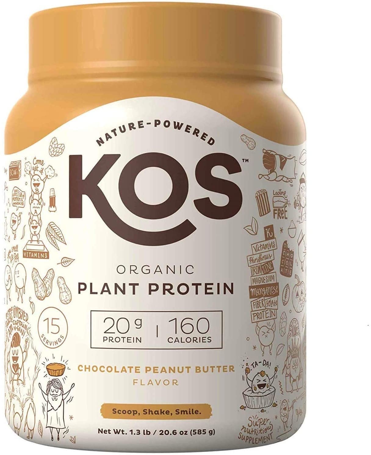 KOS Organic Plant Based Protein Powder, Chocolate Peanut Butter