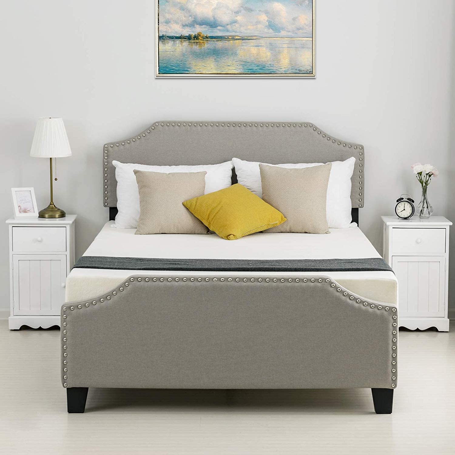 LAGRIMA Upholstered Linen Platform Bed Frame